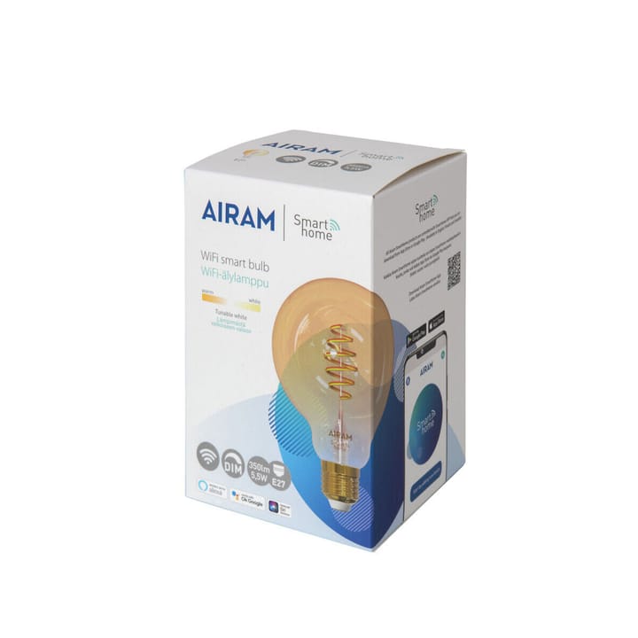 Airam Smart Home Filament LED-globe light source, Amber, 95mm, spiral e27, 6w Airam