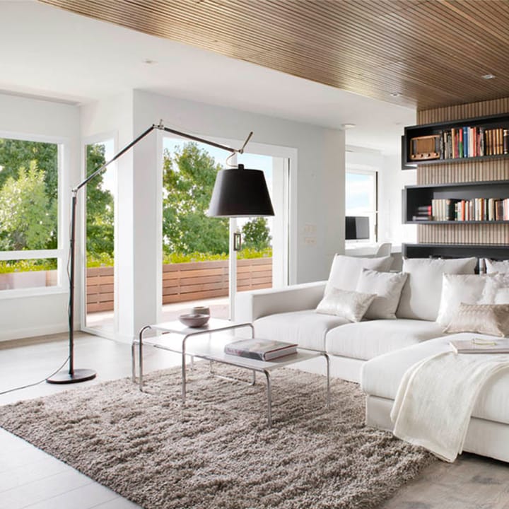 Tolomeo Mega floor lamp, Parchment black, ø42cm Artemide