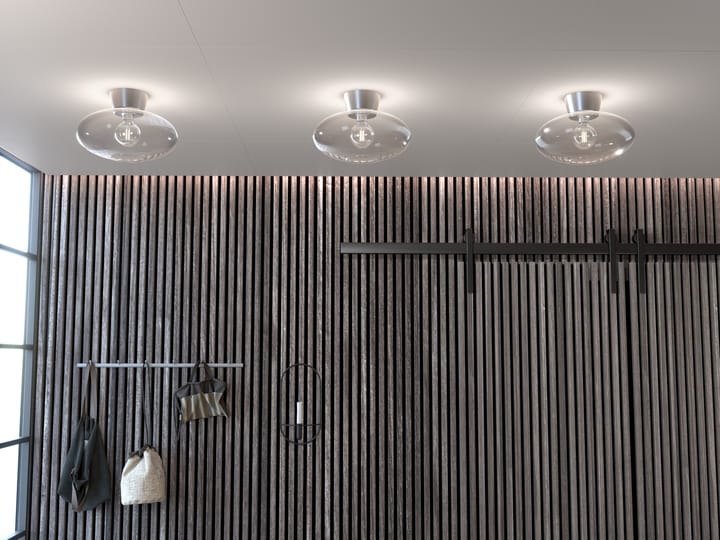 Bullo ceiling lamp XL clear glass Ø38 cm, Aluminium Belid