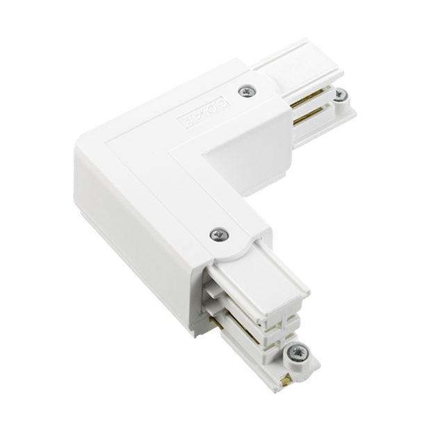 GB34-3 L-connector for global track, Matte White Belid