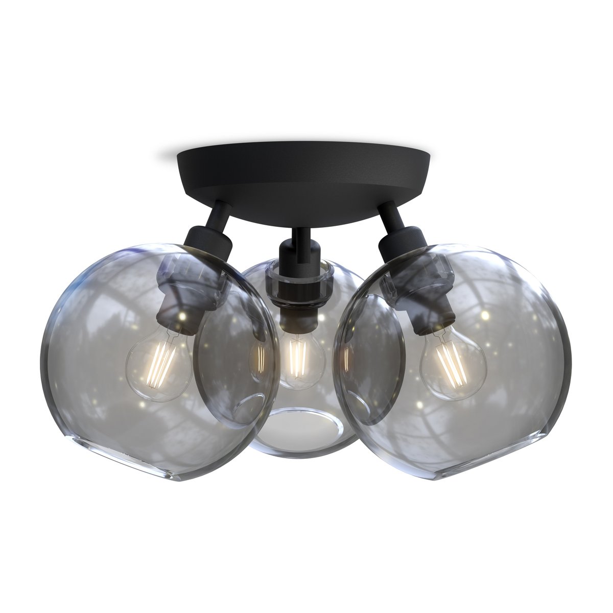 Belid Gloria ceiling lamp Ø33 cm Black-smoke coloured glass