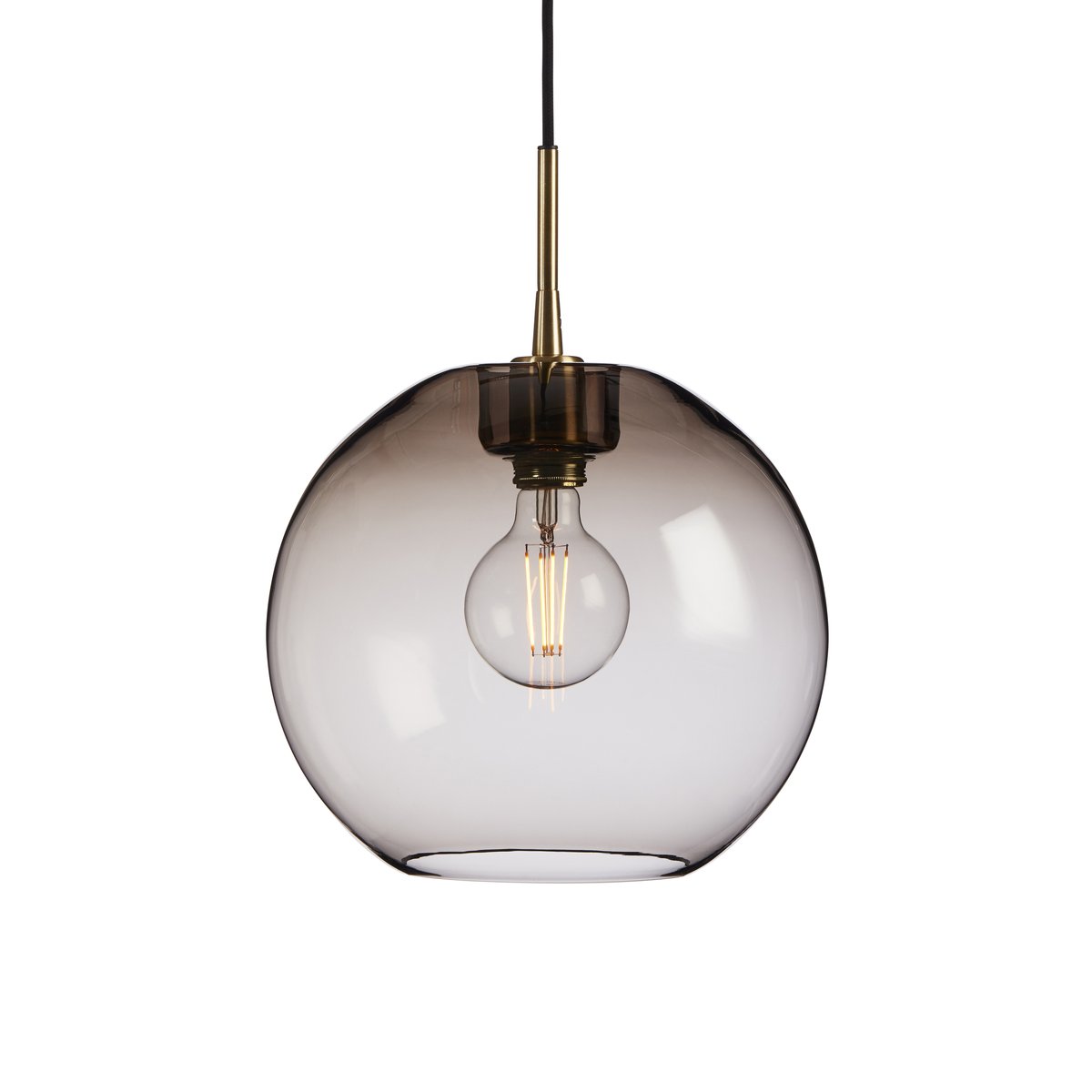 Belid Gloria pendant lamp Ø32 cm brass-smoke coloured glass