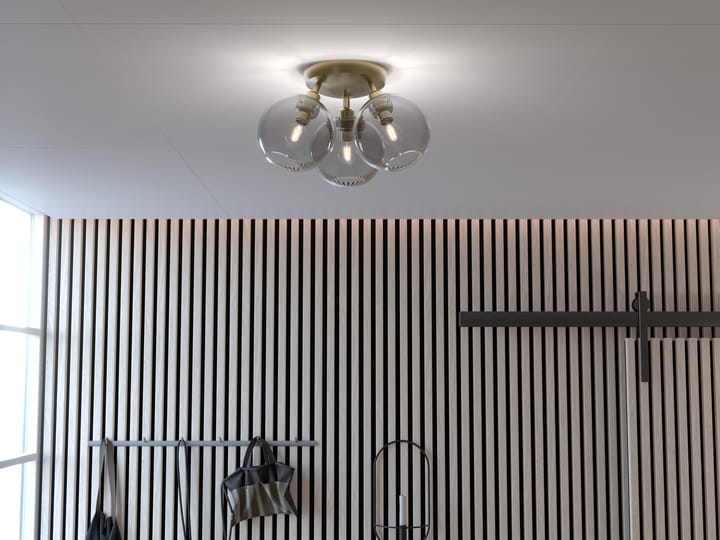 Gloria plafond Ø33 cm, Mässing-rökfärgat glas Belid