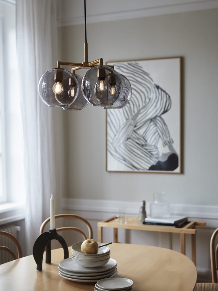 Ture pendant lamp 30 cm, brass-smoke coloured glass CO Bankeryd