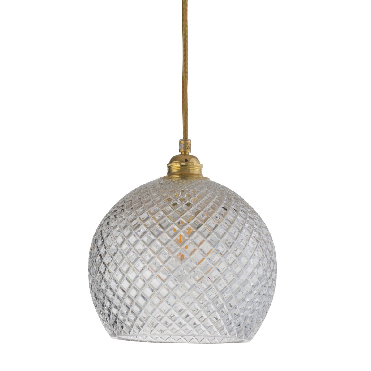 EBB & FLOW Rowan ceiling lamp Crystal Ø 22 cm small + gold-coloured cord