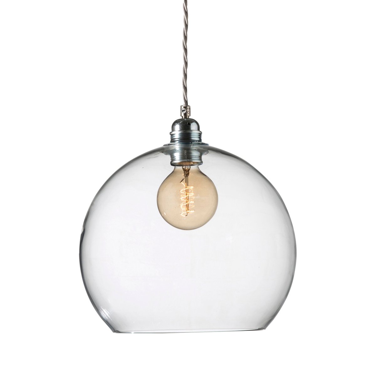 EBB & FLOW Rowan pendant lamp L, Ø 28 cm clear, silver cord