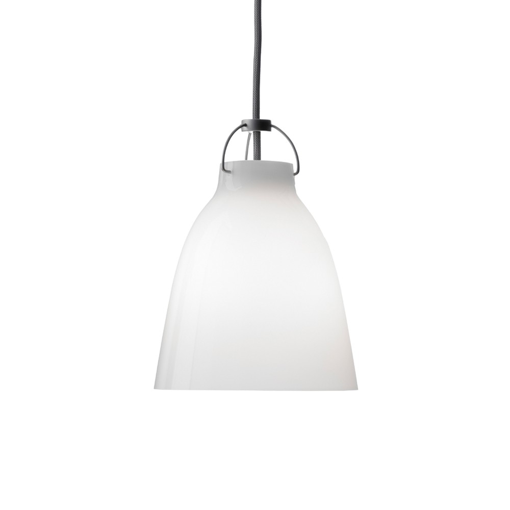 Fritz Hansen Caravaggio 1 Pendant White opal glass-grey textile cord