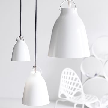 Caravaggio 1 Pendant - White opal glass-grey textile cord - Fritz Hansen