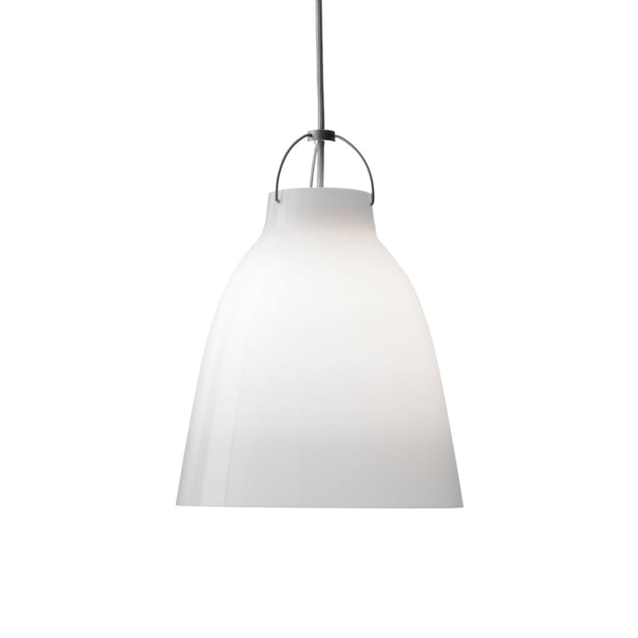 Caravaggio 2 pendant - White opal glass-grey textile cord - Fritz Hansen