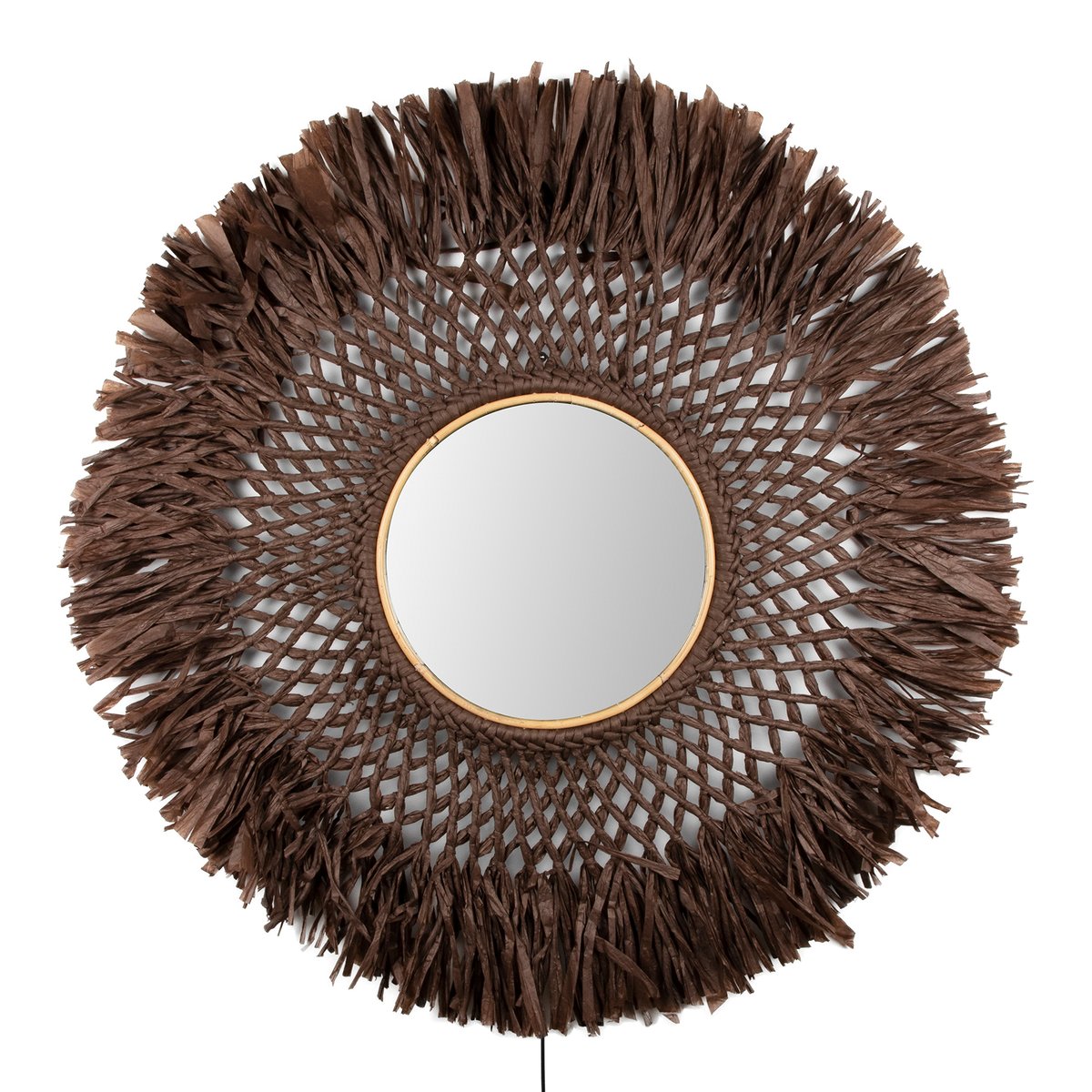 Globen Lighting Boho wall lamp with mirror Ø90 cm brown