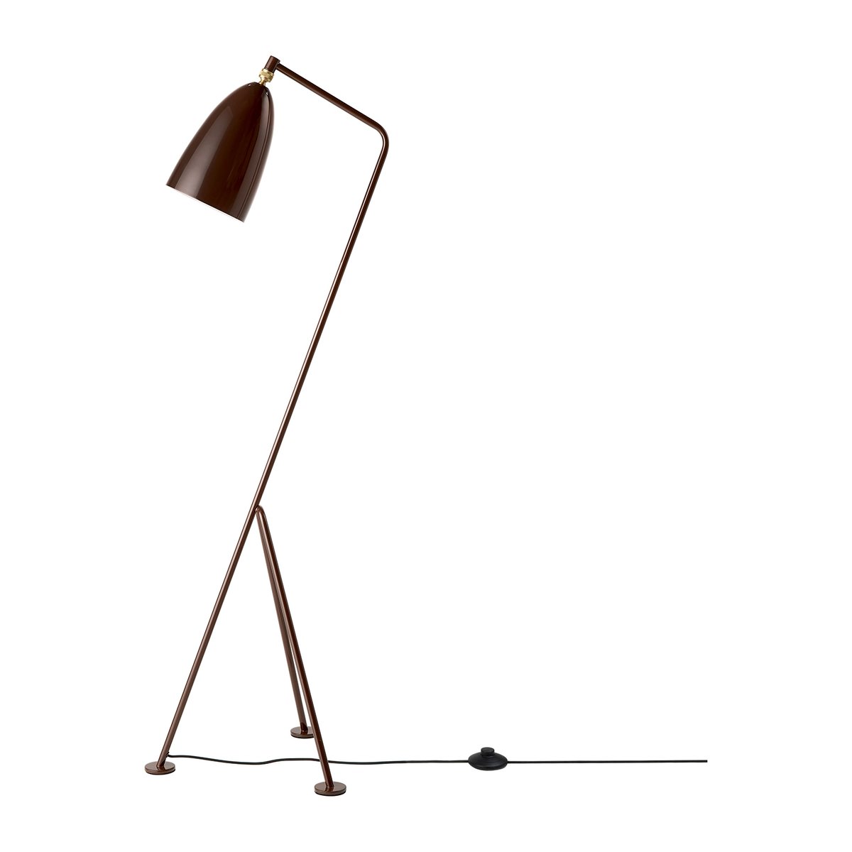 GUBI Gräshoppa floor lamp glossy Walnut brown