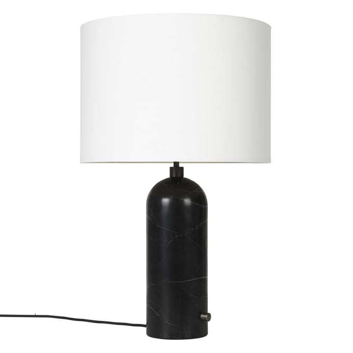 Gravity L bordslampa, black marble + vit skärm GUBI