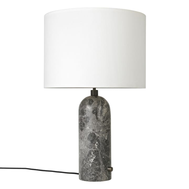 Gravity L bordslampa, grey marble + vit skärm GUBI