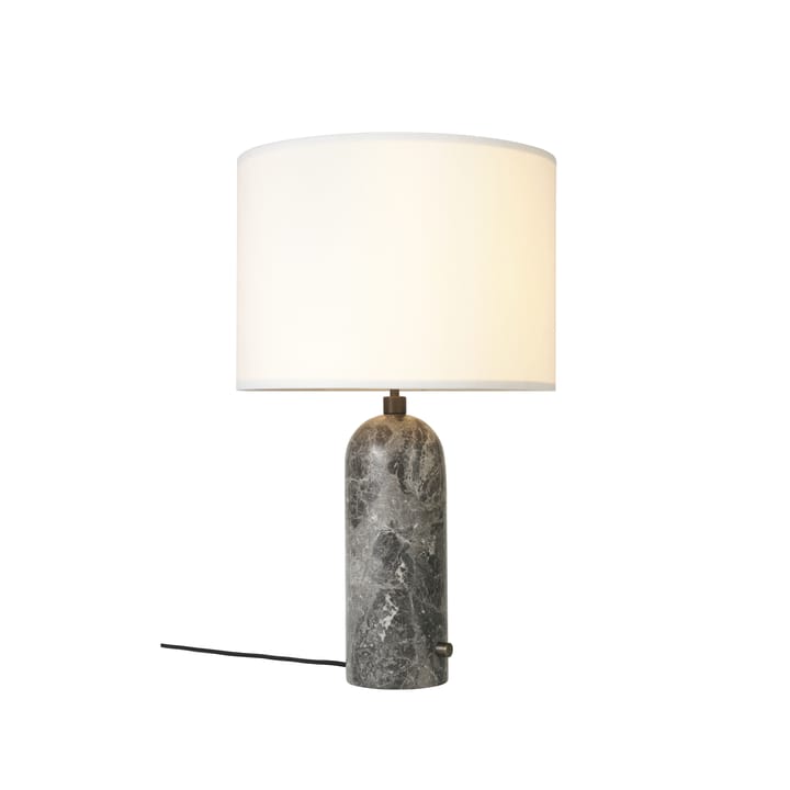 Gravity L table lamp, grey marble + white shade GUBI