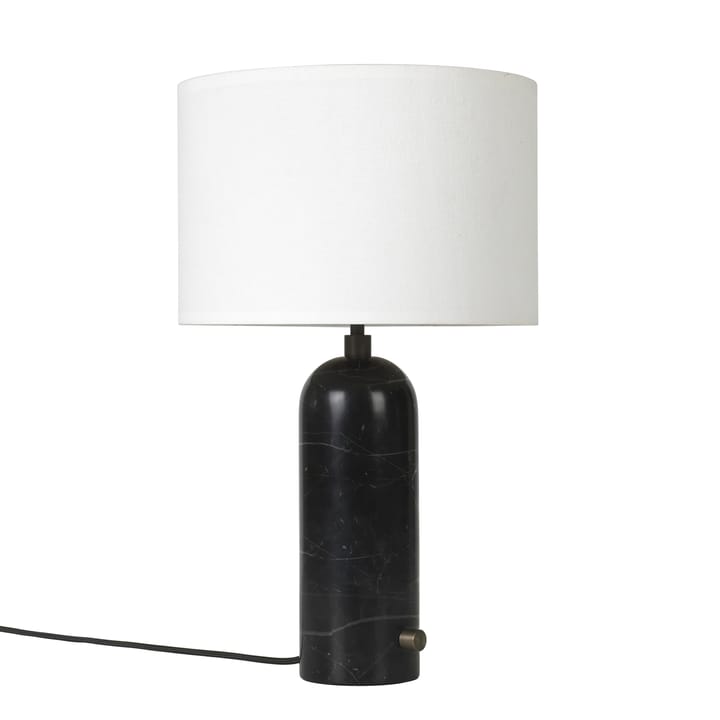 Gravity S bordslampa, black marble + vit skärm GUBI