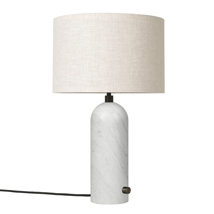 Gravity S bordslampa, Vit marmor-canvas GUBI