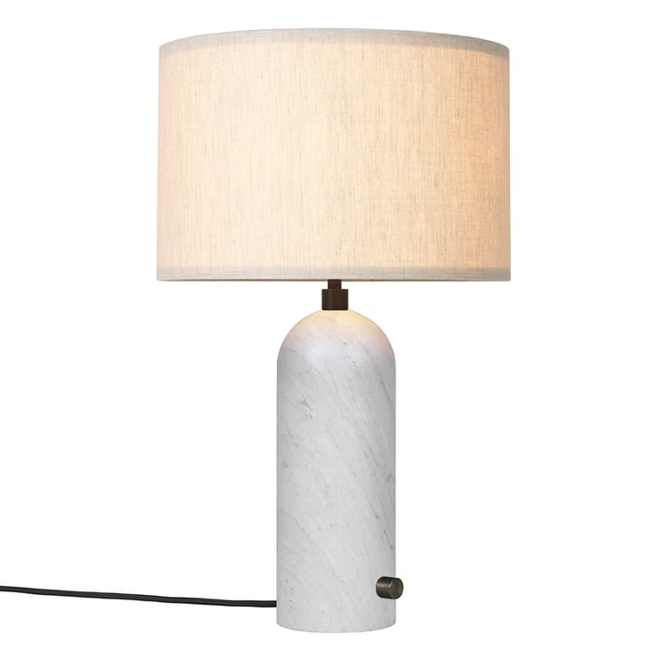 Gravity S bordslampa, Vit marmor-canvas GUBI