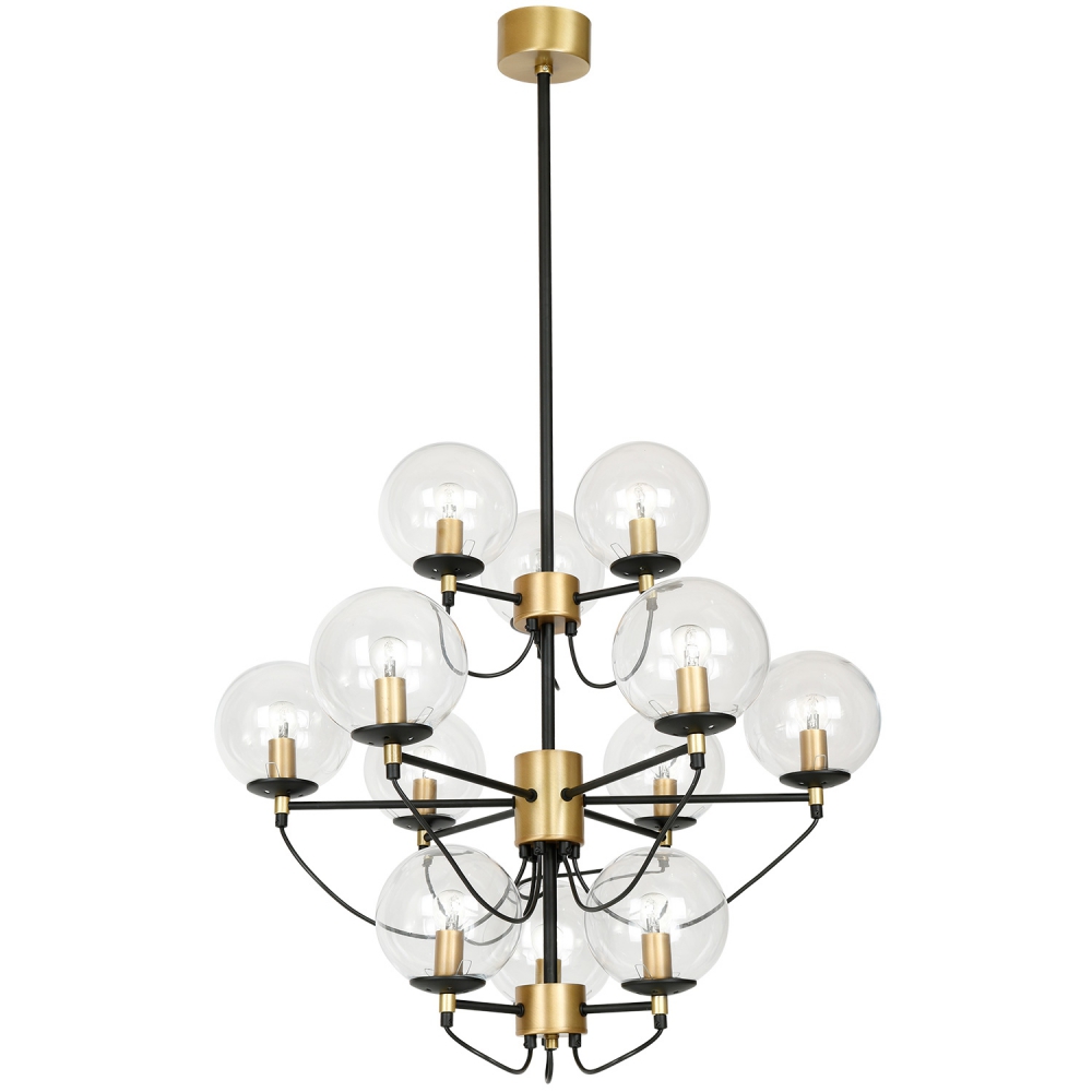 Hallbergs Belysning Perla 12 ceiling lamp 115 cm Brass-black