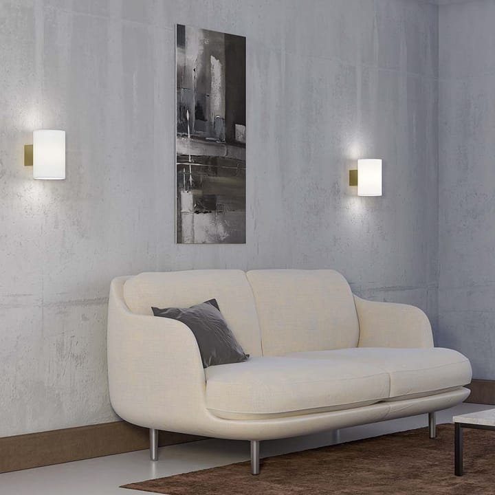 Evoke wall lamp large, Satin brass-white glass Herstal