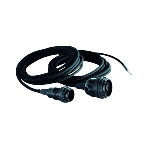 House Doctor fabric cable with socket and two circuits, Black House Doctor