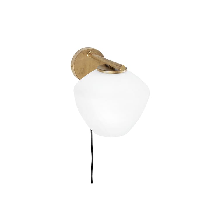 DK 1-Low wall lamp, Raw brass/matte white Konsthantverk