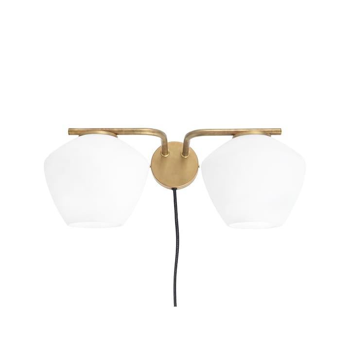 DK 2-Low wall lamp, Raw brass/ white Konsthantverk