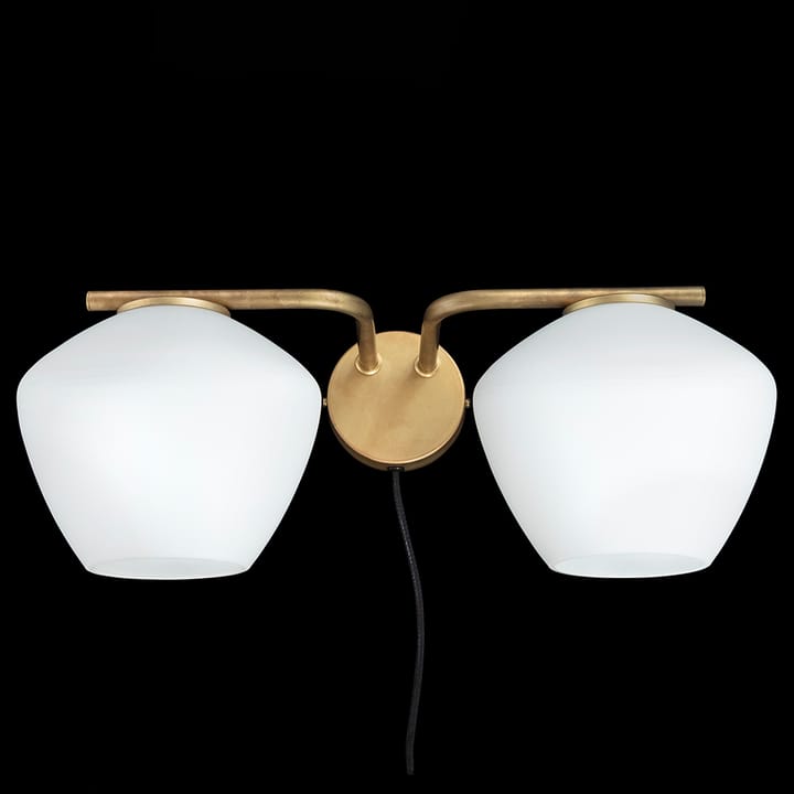 DK 2-Low wall lamp, Raw brass/ white Konsthantverk