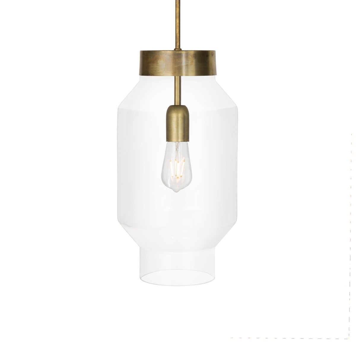 Konsthantverk Fenomen pendant Clear glass, raw brass, large