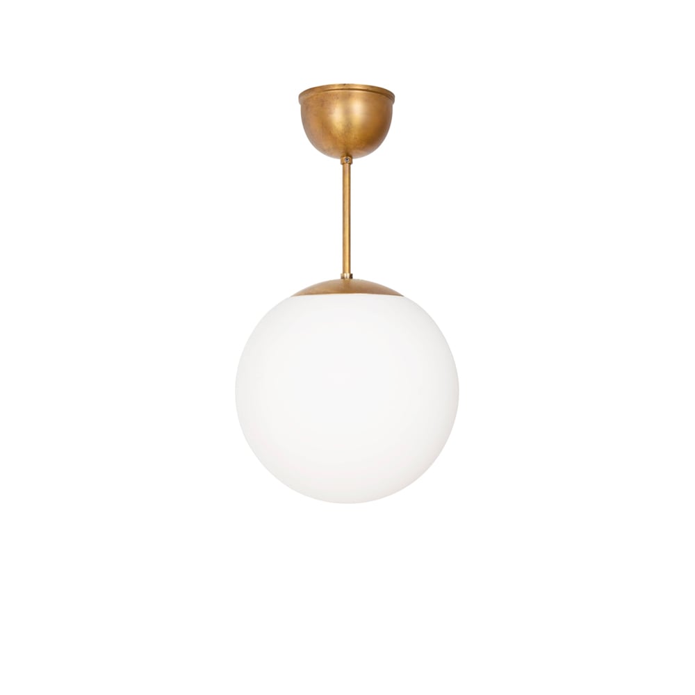 Konsthantverk Funkis Glob pendant White matte raw brass Ø25 cm