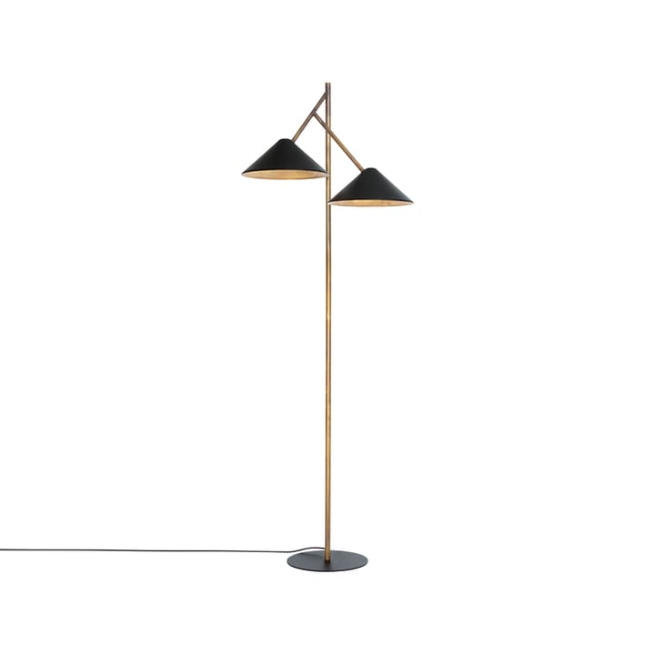 Grenverk floor lamp, Raw brass/black Konsthantverk