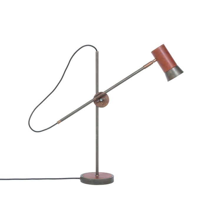 Kusk table lamp, Iron oxide/brown leather Konsthantverk