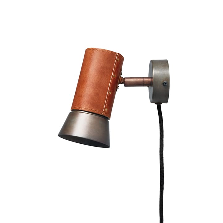 Kusk wall lamp, Iron oxide/brown leather Konsthantverk