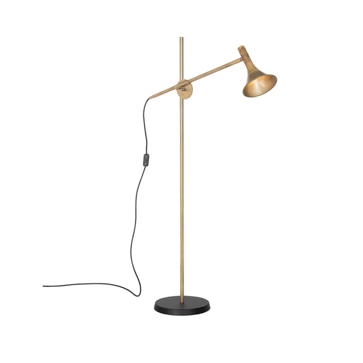 Megafon floor lamp, Raw brass, black base Konsthantverk