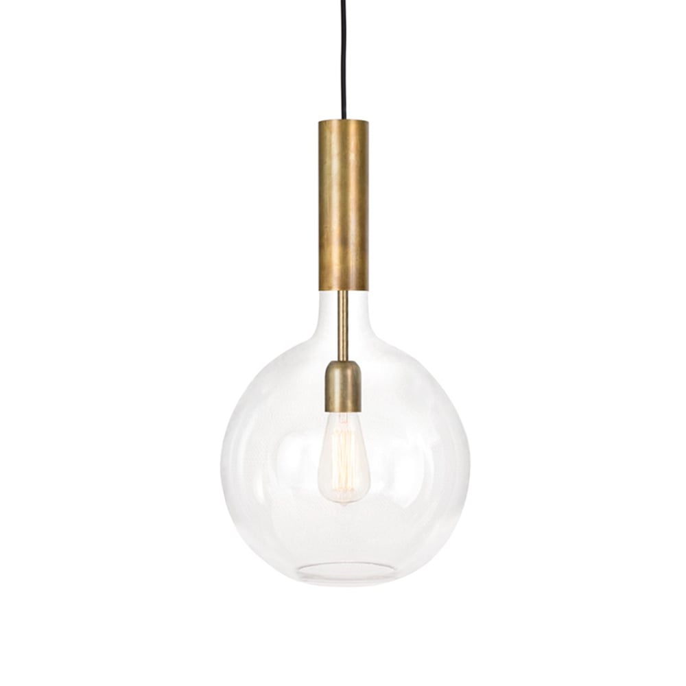 Konsthantverk Rosdala pendant Clear glass, raw brass, large