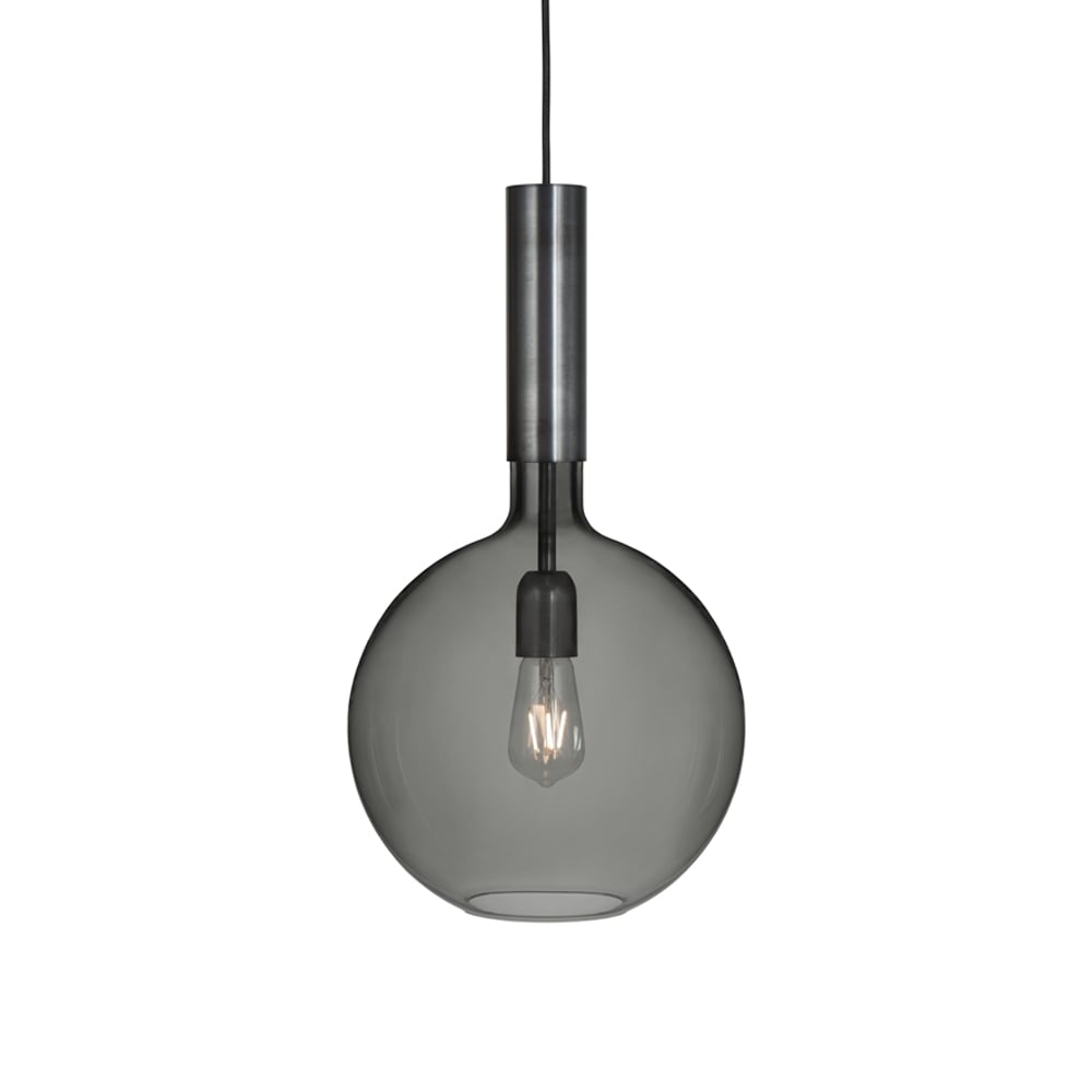 Konsthantverk Rosdala pendant Smoke-coloured glass, raw iron, large