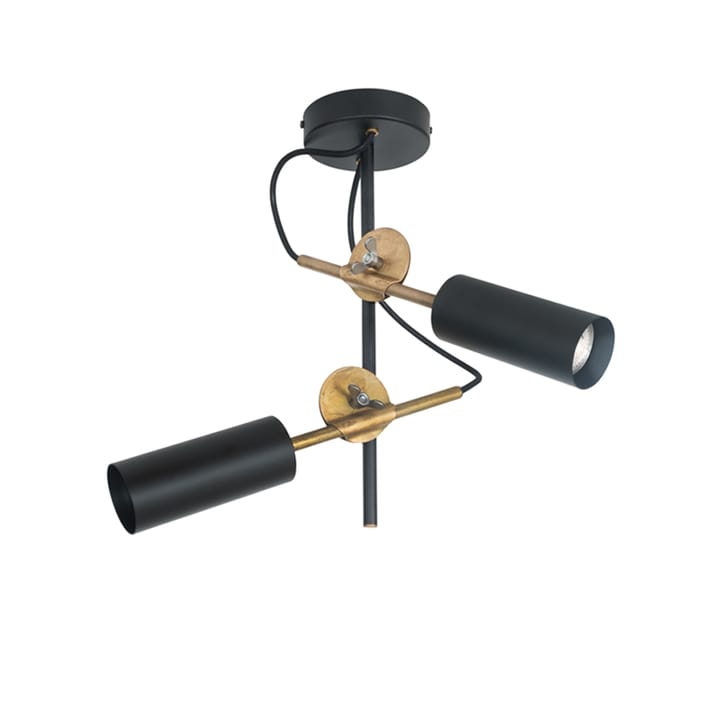 Stav ceiling lamp, Black/raw brass, spot 2-lights Konsthantverk