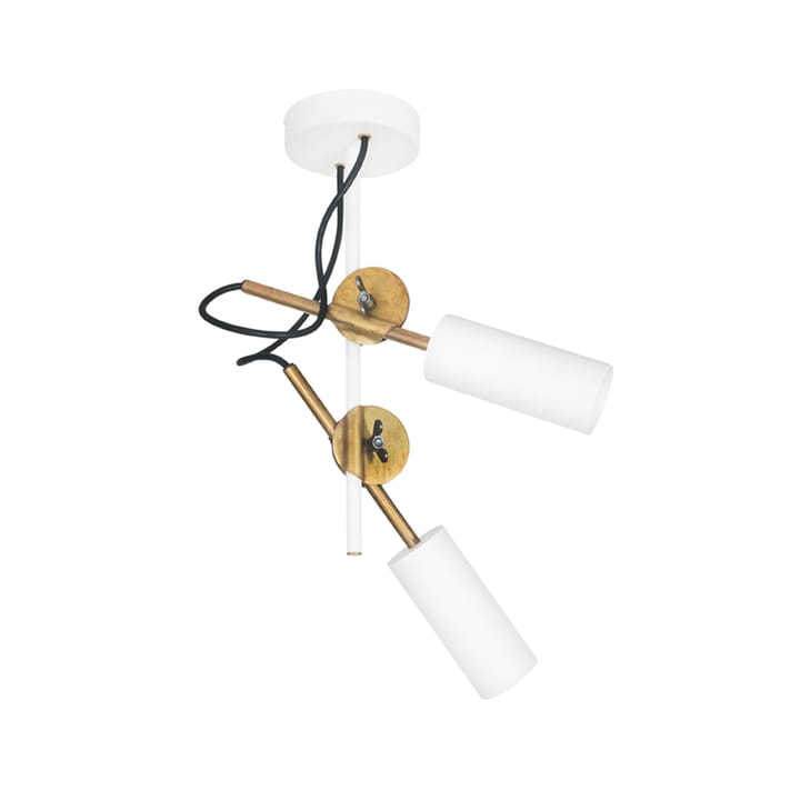 Stav ceiling lamp, White/raw brass, spotlight 2-lights Konsthantverk