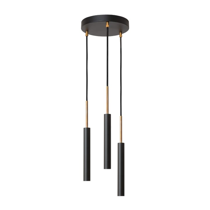 Stav pendant 3 round ceiling plate, Black/raw brass Konsthantverk