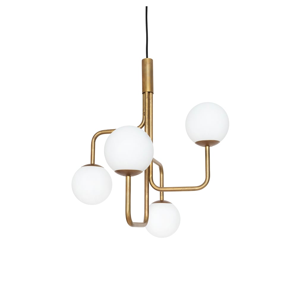 Konsthantverk Strapatz pendant globe Ø57.5 cm Raw brass-opal