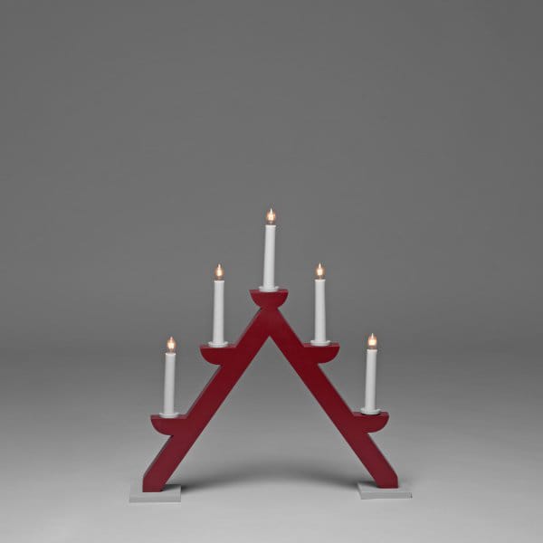 Electric Candle Holder 5 Lights 44 cm - Red - Konstsmide