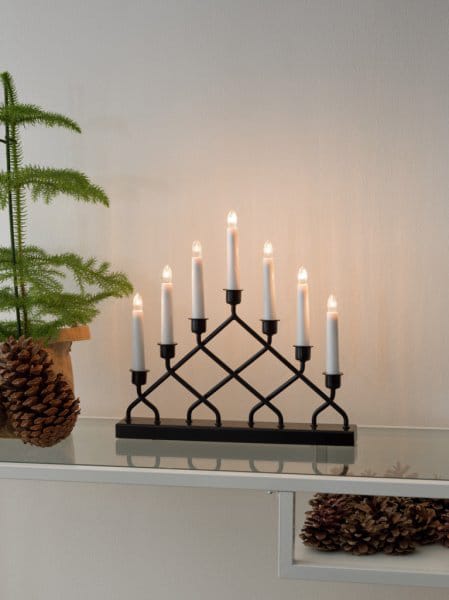 Electric Candle Holder 7 Lights 34 cm - Black - Konstsmide