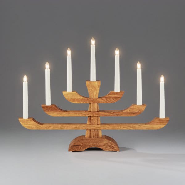 Electric Candle Holder 7 Lights 39 cm - Oak - Konstsmide