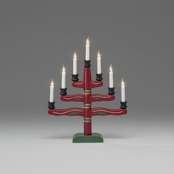 Electric candle holder 7 lights 46 cm, Red Konstsmide