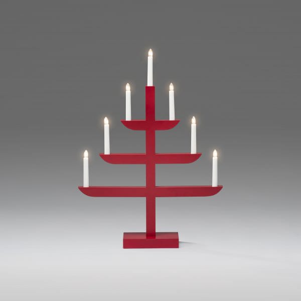 Electric Candle Holder 7 Lights 65 cm - Red - Konstsmide