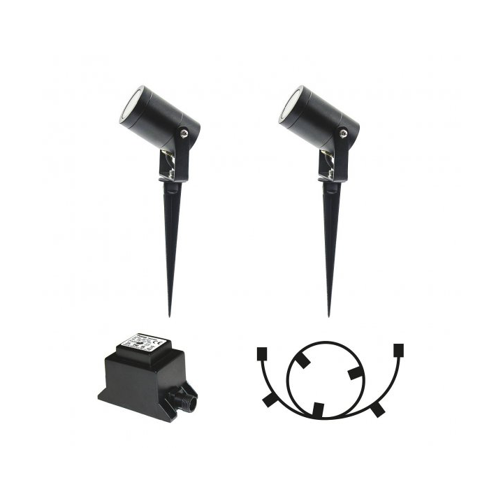 Lightson Lightson Outdoor Starter Kit Cable + Ground Spotlight Black