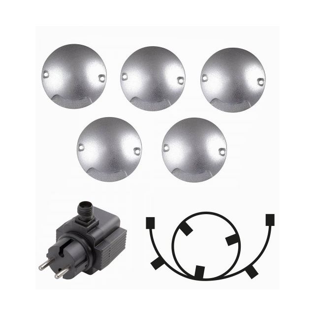 Lightson Zenit wall and terrace fixture 5-pack Silver