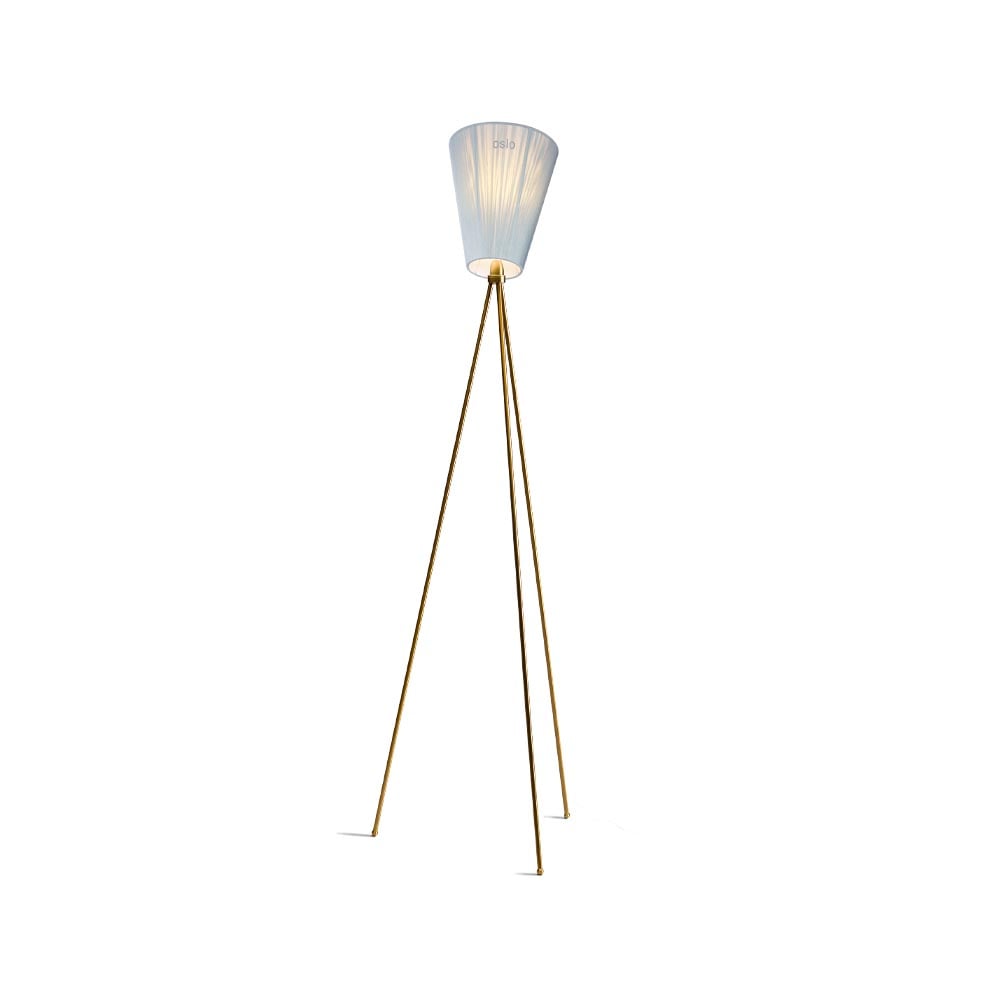 Northern Oslo Wood Floor lamp Light blue, golden stand