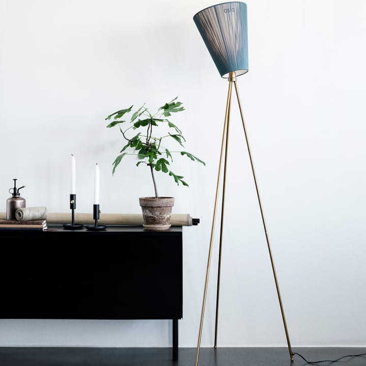 Oslo Wood Floor lamp, Light blue, matte white stand Northern