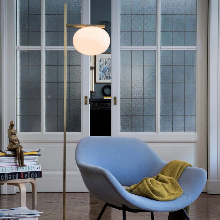 Alba 382 floor lamp, Opal, brass Oluce