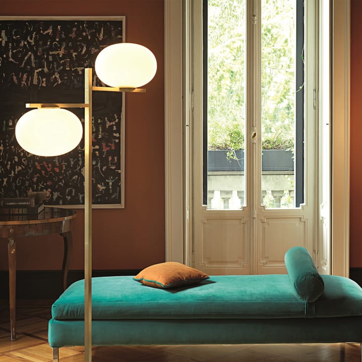 Alba 383 floor lamp, Opal, brass Oluce